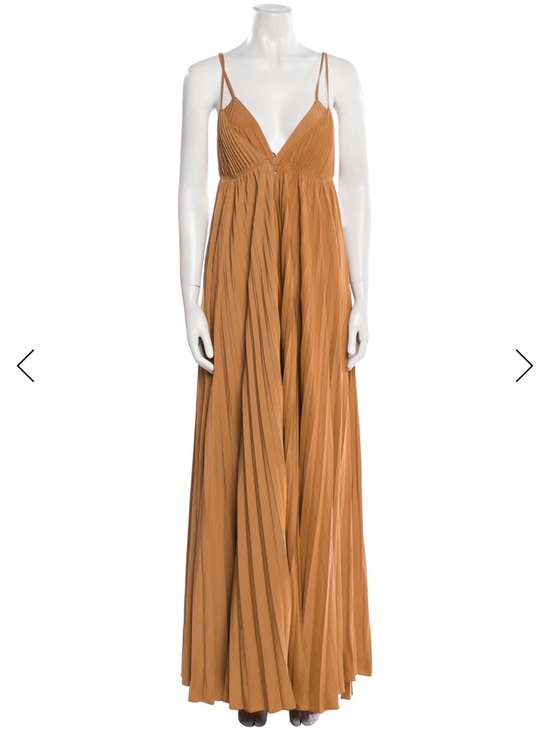 A.L.C. Dresses & Skirts - A.L.C. Spaghetti-Strap Pleated Maxi Dress in Camel | Arianna Pleated Maxi Dress